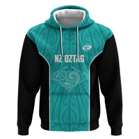Custom New Zealand Stingray Oztag Zip Hoodie Tag Rugby Maori Pattern Teal Version LT14 Pullover Hoodie Teal - Polynesian Pride
