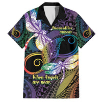 Personalized Polynesian Memorial Family Matching Off The Shoulder Long Sleeve Dress and Hawaiian Shirt Dragonflies Appear When Angels Are Near LT14 Dad's Shirt - Short Sleeve Colorful - Polynesian Pride