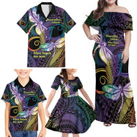 Personalized Polynesian Memorial Family Matching Off Shoulder Maxi Dress and Hawaiian Shirt Dragonflies Appear When Angels Are Near LT14 - Polynesian Pride
