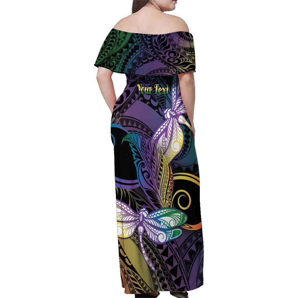 Personalized Polynesian Memorial Family Matching Off Shoulder Maxi Dress and Hawaiian Shirt Dragonflies Appear When Angels Are Near LT14 - Polynesian Pride
