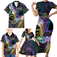 Personalized Polynesian Memorial Family Matching Short Sleeve Bodycon Dress and Hawaiian Shirt Dragonflies Appear When Angels Are Near LT14 - Polynesian Pride