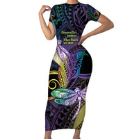 Personalized Polynesian Memorial Family Matching Short Sleeve Bodycon Dress and Hawaiian Shirt Dragonflies Appear When Angels Are Near LT14 Mom's Dress Colorful - Polynesian Pride