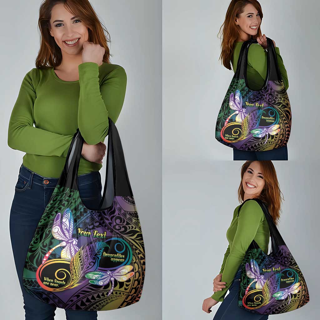 Personalized Polynesian Memorial Grocery Bag Dragonflies Appear When Angels Are Near