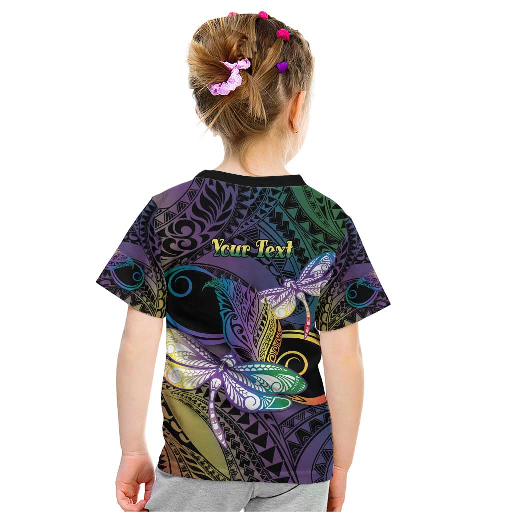 Personalized Polynesian Memorial Kid T Shirt Dragonflies Appear When Angels Are Near