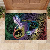 Personalized Polynesian Memorial Rubber Doormat Dragonflies Appear When Angels Are Near