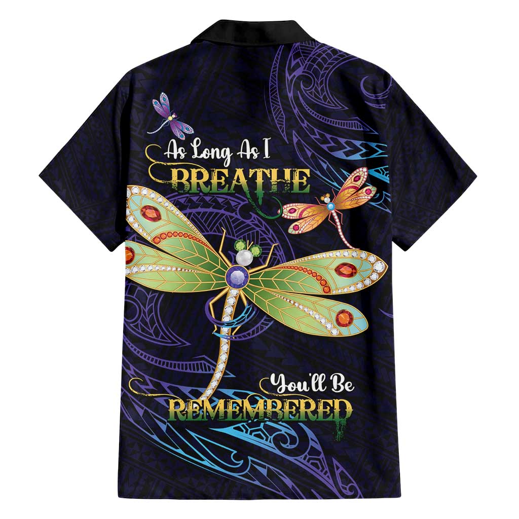 As Long As I Breathe You'll Be Remembered Family Matching Long Sleeve Bodycon Dress and Hawaiian Shirt Dragonflies Memorial - Polynesian Pattern LT14 - Polynesian Pride