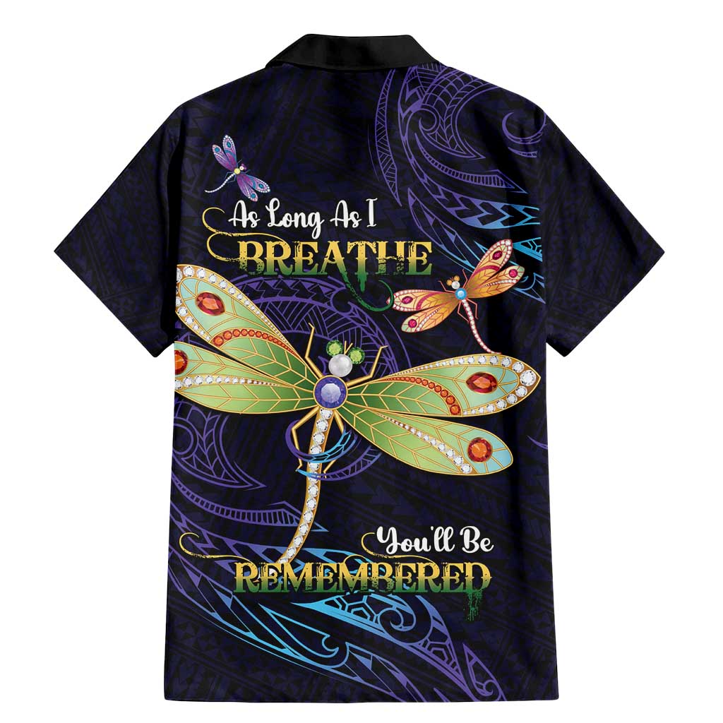 As Long As I Breathe You'll Be Remembered Family Matching Mermaid Dress and Hawaiian Shirt Dragonflies Memorial - Polynesian Pattern LT14 - Polynesian Pride