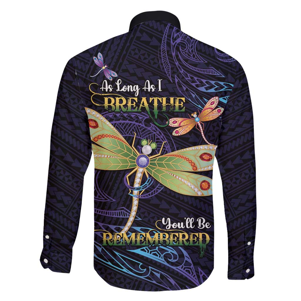 As Long As I Breathe You'll Be Remembered Family Matching Mermaid Dress and Hawaiian Shirt Dragonflies Memorial - Polynesian Pattern LT14 - Polynesian Pride