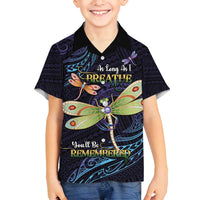 As Long As I Breathe You'll Be Remembered Family Matching Off Shoulder Short Dress and Hawaiian Shirt Dragonflies Memorial - Polynesian Pattern LT14 Son's Shirt Black - Polynesian Pride