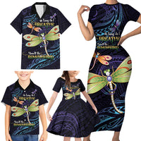 As Long As I Breathe You'll Be Remembered Family Matching Short Sleeve Bodycon Dress and Hawaiian Shirt Dragonflies Memorial - Polynesian Pattern LT14 - Polynesian Pride