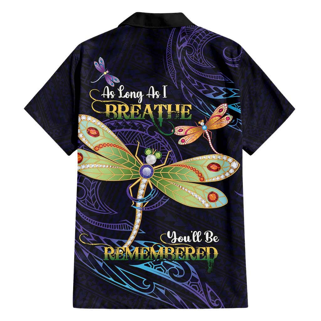 As Long As I Breathe You'll Be Remembered Family Matching Short Sleeve Bodycon Dress and Hawaiian Shirt Dragonflies Memorial - Polynesian Pattern LT14 - Polynesian Pride