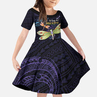 As Long As I Breathe You'll Be Remembered Family Matching Tank Maxi Dress and Hawaiian Shirt Dragonflies Memorial - Polynesian Pattern LT14 Daughter's Dress Black - Polynesian Pride