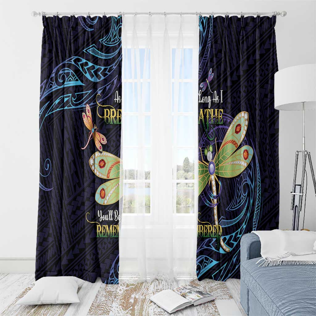 As Long As I Breathe You'll Be Remembered Window Curtain Dragonflies Memorial - Polynesian Pattern