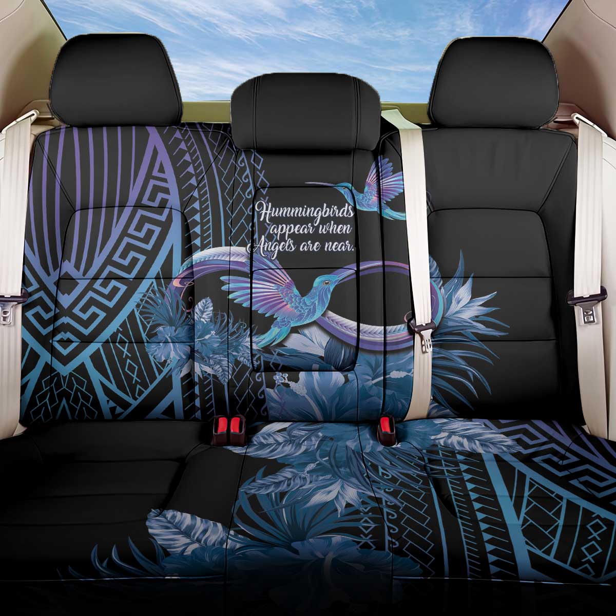 Polynesian Memorial Back Car Seat Cover Hummingbirds Appear When Angels Are Near LT14 One Size Black - Polynesian Pride