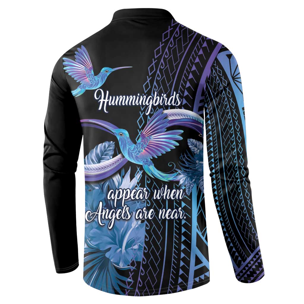Polynesian Memorial Button Sweatshirt Hummingbirds Appear When Angels Are Near LT14