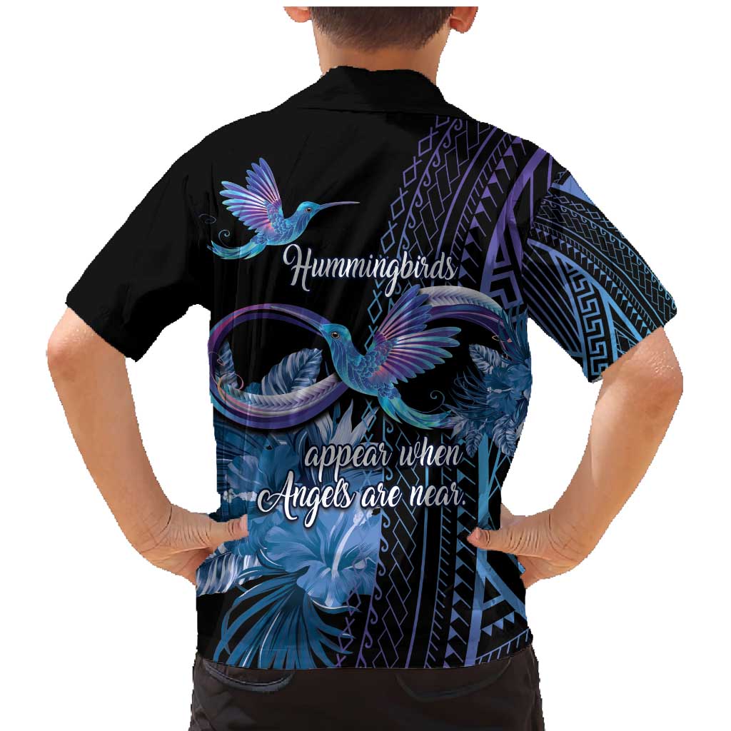 Polynesian Memorial Family Matching Mermaid Dress and Hawaiian Shirt Hummingbirds Appear When Angels Are Near LT14 - Polynesian Pride