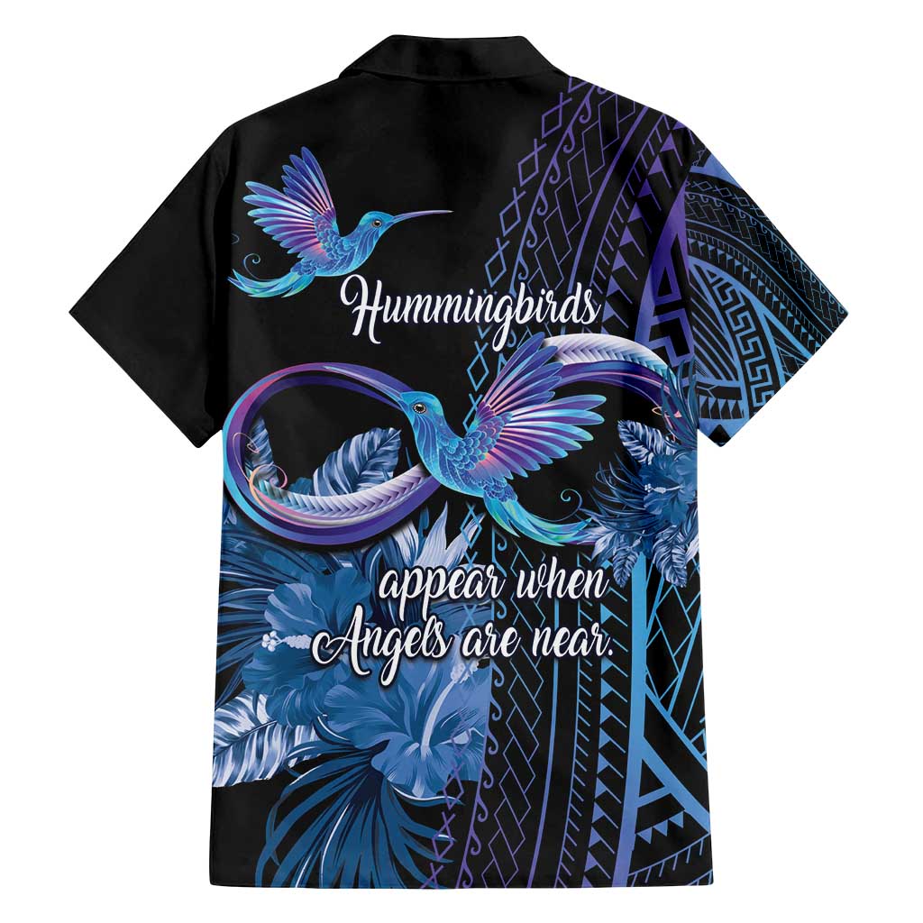 Polynesian Memorial Family Matching Off Shoulder Maxi Dress and Hawaiian Shirt Hummingbirds Appear When Angels Are Near LT14 - Polynesian Pride
