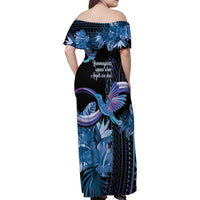 Polynesian Memorial Family Matching Off Shoulder Maxi Dress and Hawaiian Shirt Hummingbirds Appear When Angels Are Near LT14 - Polynesian Pride