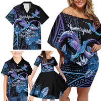 Polynesian Memorial Family Matching Off Shoulder Short Dress and Hawaiian Shirt Hummingbirds Appear When Angels Are Near LT14 - Polynesian Pride