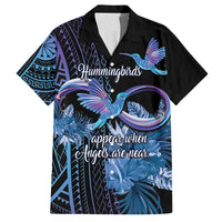 Polynesian Memorial Family Matching Off Shoulder Short Dress and Hawaiian Shirt Hummingbirds Appear When Angels Are Near LT14 Dad's Shirt - Short Sleeve Black - Polynesian Pride