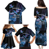 Polynesian Memorial Family Matching Puletasi and Hawaiian Shirt Hummingbirds Appear When Angels Are Near LT14 - Polynesian Pride