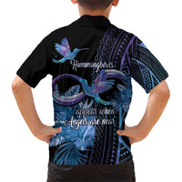 Polynesian Memorial Family Matching Short Sleeve Bodycon Dress and Hawaiian Shirt Hummingbirds Appear When Angels Are Near LT14 - Polynesian Pride