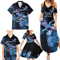 Polynesian Memorial Family Matching Summer Maxi Dress and Hawaiian Shirt Hummingbirds Appear When Angels Are Near LT14 - Polynesian Pride