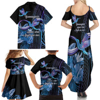 Polynesian Memorial Family Matching Summer Maxi Dress and Hawaiian Shirt Hummingbirds Appear When Angels Are Near LT14 - Polynesian Pride