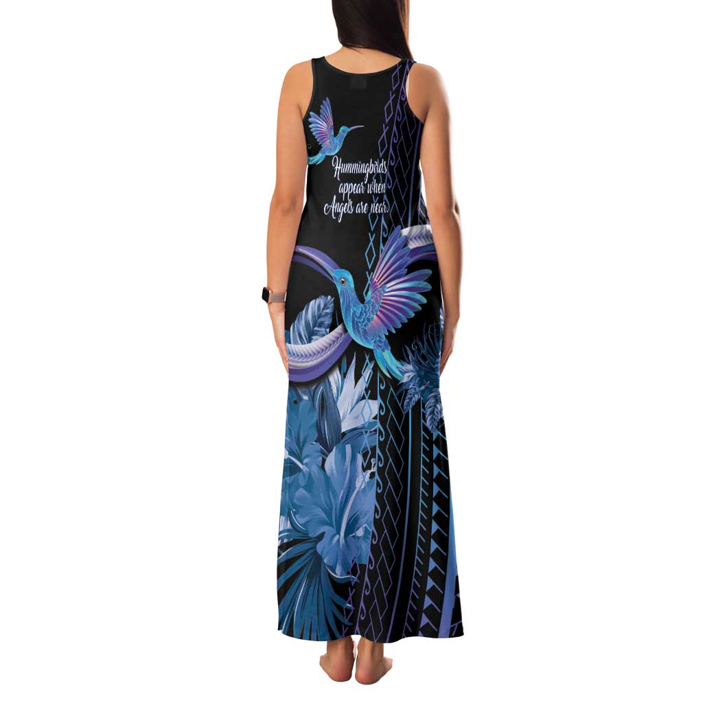 Polynesian Memorial Family Matching Tank Maxi Dress and Hawaiian Shirt Hummingbirds Appear When Angels Are Near LT14 - Polynesian Pride