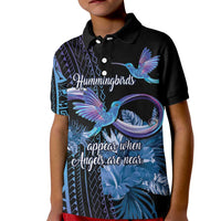Polynesian Memorial Kid Polo Shirt Hummingbirds Appear When Angels Are Near LT14
