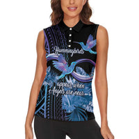 Polynesian Memorial Women Sleeveless Polo Shirt Hummingbirds Appear When Angels Are Near LT14