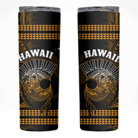 Hawaii Skinny Tumbler Kakau Warrior Helmet Gradient Gold Polynesian