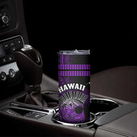Hawaii Skinny Tumbler Kakau Warrior Helmet Gradient Purple Polynesian