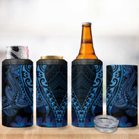 Blue Polynesia Shark Tattoo 4 in 1 Can Cooler Tumbler With Polynesian Plumeria LT14 - Polynesian Pride