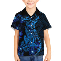 Blue Polynesia Shark Tattoo Family Matching Summer Maxi Dress and Hawaiian Shirt With Polynesian Plumeria LT14 Son's Shirt Blue - Polynesian Pride