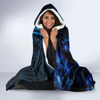 Blue Polynesia Shark Tattoo Hooded Blanket With Polynesian Plumeria LT14 - Polynesian Pride