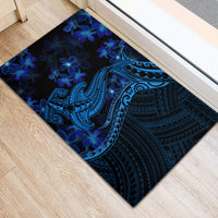 Blue Polynesia Shark Tattoo Rubber Doormat With Polynesian Plumeria LT14 - Polynesian Pride