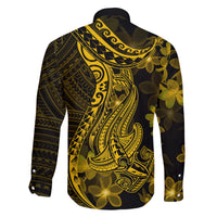 Gold Polynesia Shark Tattoo Family Matching Puletasi Dress and Hawaiian Shirt With Polynesian Plumeria LT14 - Polynesian Pride
