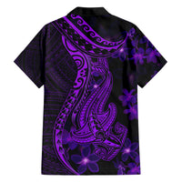 Purple Polynesia Shark Tattoo Family Matching Off Shoulder Long Sleeve Dress and Hawaiian Shirt With Polynesian Plumeria LT14 - Polynesian Pride