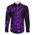 Purple Polynesia Shark Tattoo Family Matching Off Shoulder Short Dress and Hawaiian Shirt With Polynesian Plumeria LT14 Dad's Shirt - Long Sleeve Purple - Polynesian Pride