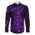 Purple Polynesia Shark Tattoo Family Matching Short Sleeve Bodycon Dress and Hawaiian Shirt With Polynesian Plumeria LT14 Dad's Shirt - Long Sleeve Purple - Polynesian Pride