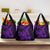 Purple Polynesia Shark Tattoo Grocery Bag With Polynesian Plumeria