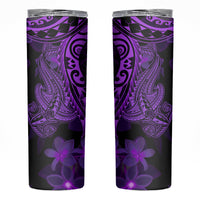 Purple Polynesia Shark Tattoo Skinny Tumbler With Polynesian Plumeria
