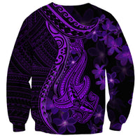 Purple Polynesia Shark Tattoo Sweatshirt With Polynesian Plumeria LT14 - Polynesian Pride