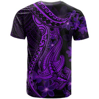 Purple Polynesia Shark Tattoo T Shirt With Polynesian Plumeria LT14 - Polynesian Pride