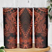 Red Polynesia Skinny Tumbler Shark Tattoo With Polynesian Plumeria LT14 - Polynesian Pride