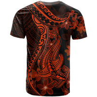 Red Polynesia T Shirt Shark Tattoo With Polynesian Plumeria LT14 - Polynesian Pride