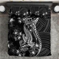 Black Polynesia Bedding Set Shark Tattoo With Polynesian Plumeria LT14 Black - Polynesian Pride