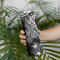 Black Polynesia Skinny Tumbler Shark Tattoo With Polynesian Plumeria LT14 - Polynesian Pride