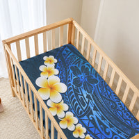 Blue Tropical Plumeria With Galaxy Polynesian Art Baby Bed Cover